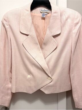 Vintage Jason Prescott Baby Pink & Ivory Plaid Blazer Jacket Women’s 14